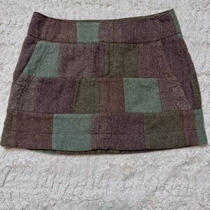 Y2K American Eagle Wool Patchwork Mini Skirt (Size 2) preppy scademia quilted